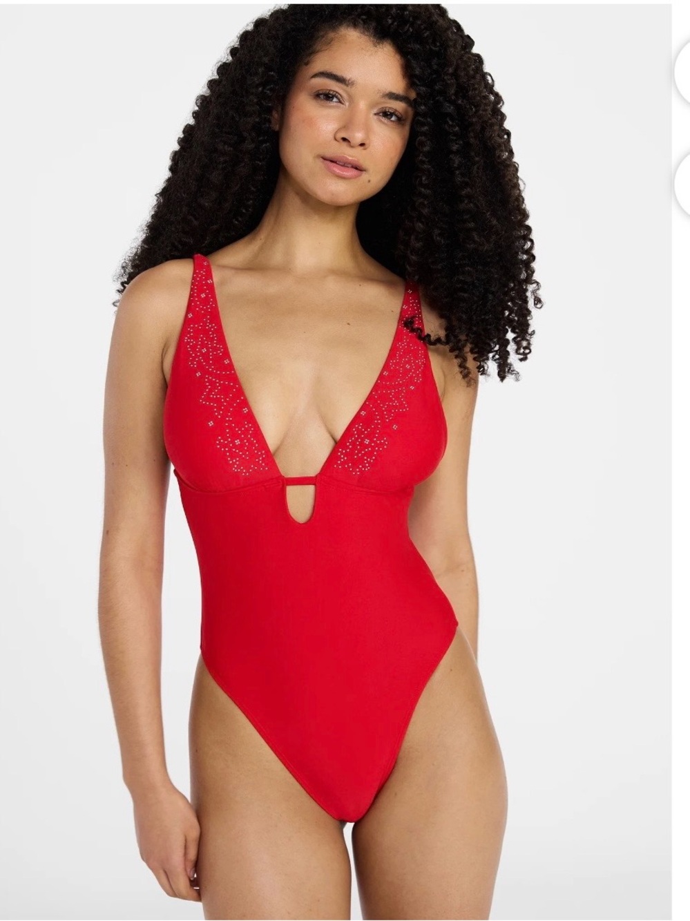 No Boundaries RED Plunge One-Piece Swimsuit, Women's Size XXS NWT